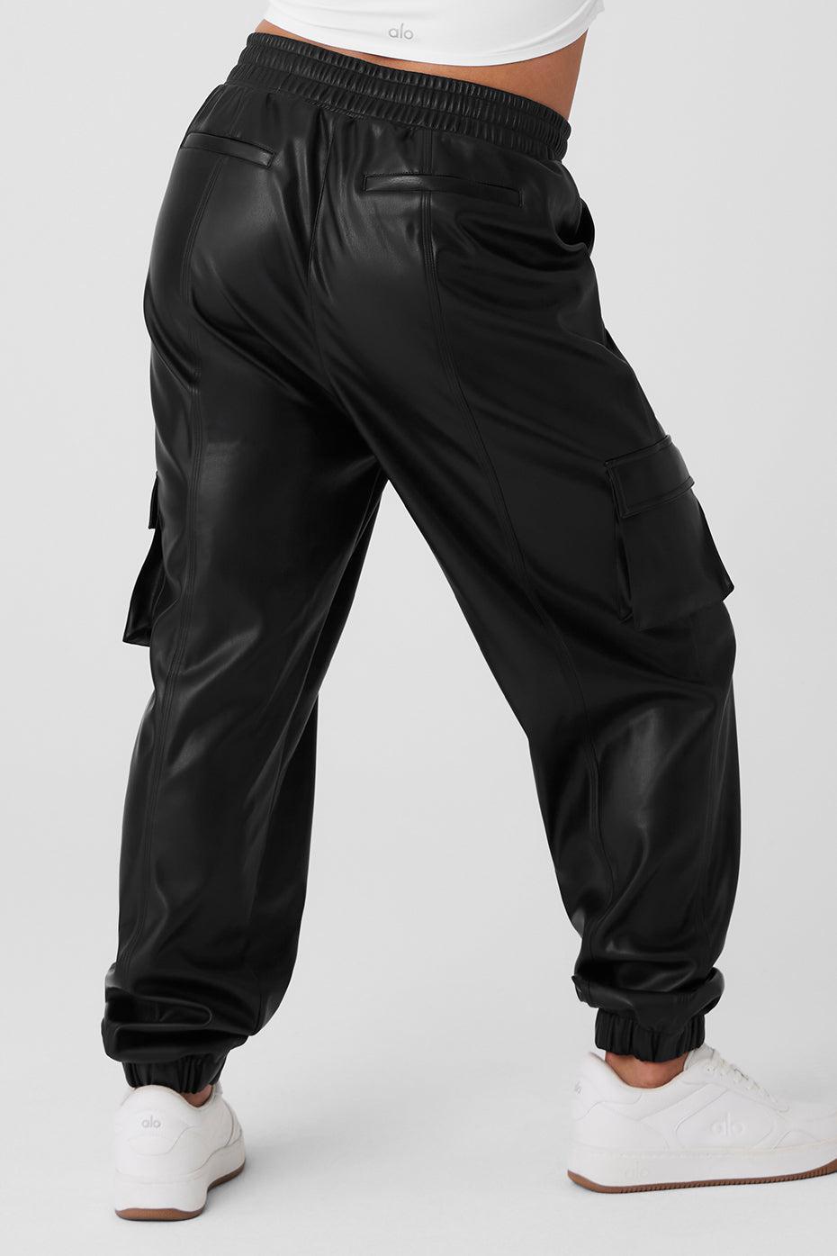 Faux Leather Power Hour Jogger - Black Product Image