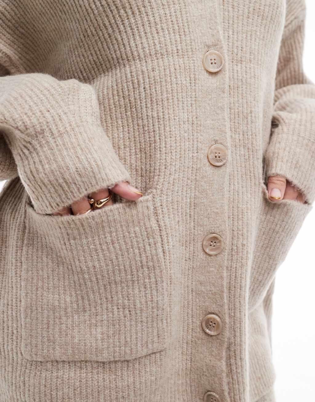 Vila longline cardigan in cream Product Image