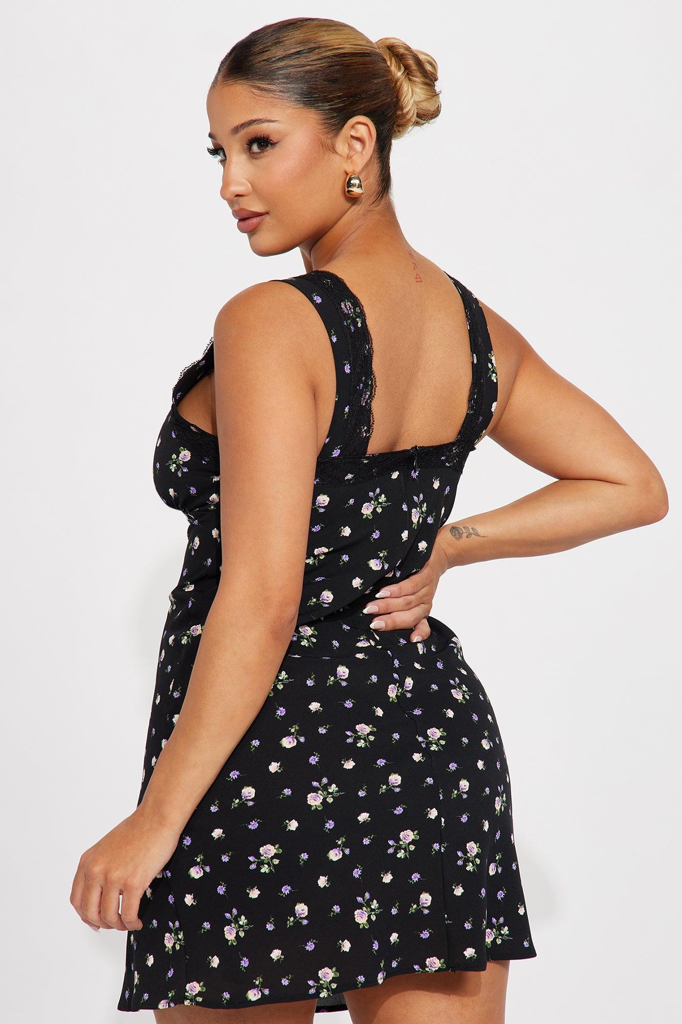 Riley Poplin Floral Mini Dress - Black/combo Product Image