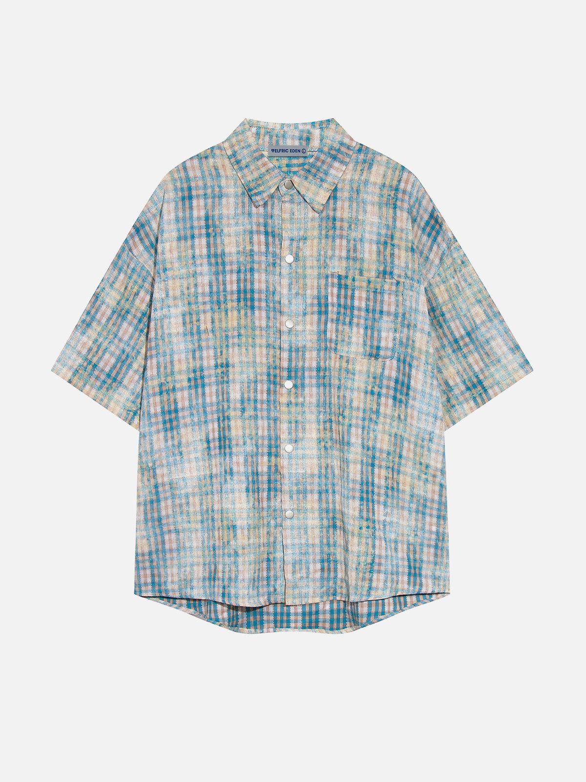 Aelfric Eden Plaid Tie Dye Short Sleeve Shirt Product Image