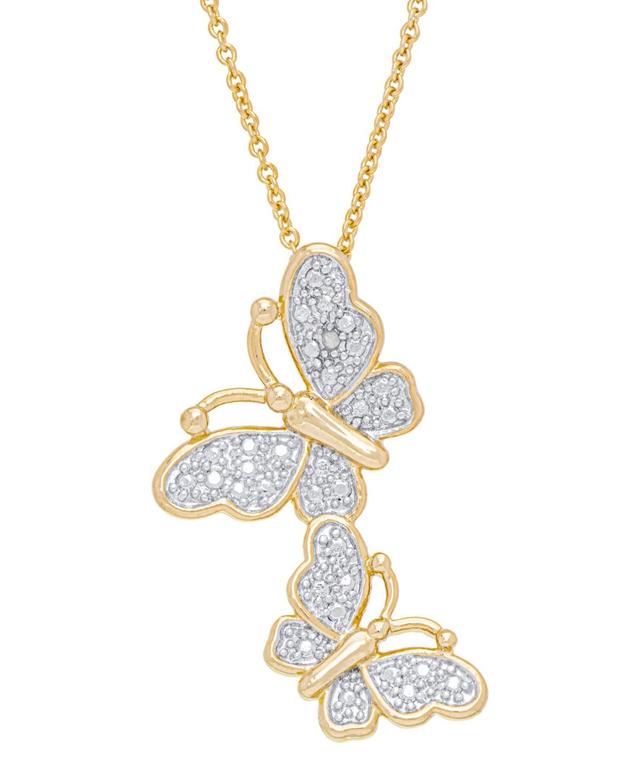 Macys Womens Diamond Accent Butterfly Pendant Necklace Product Image