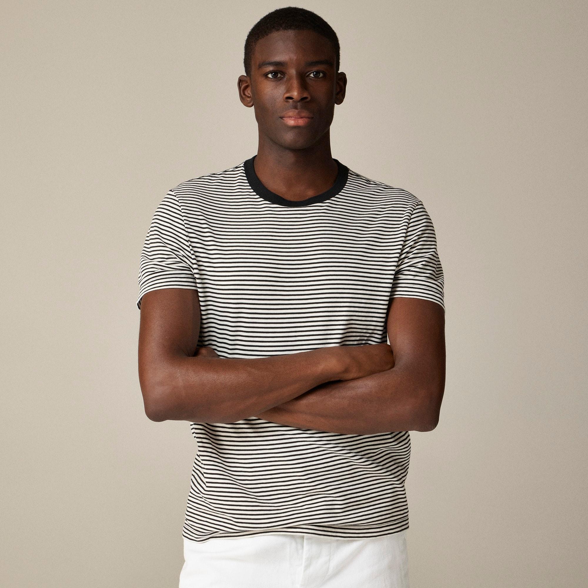 Sueded cotton T-shirt in stripe Product Image