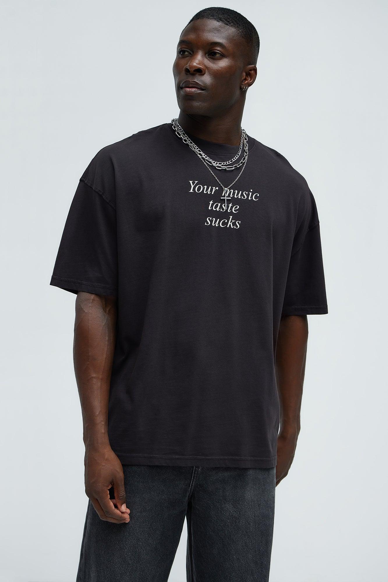 Your Music Taste Sucks Oversized Short Sleeve Tee - Black Product Image