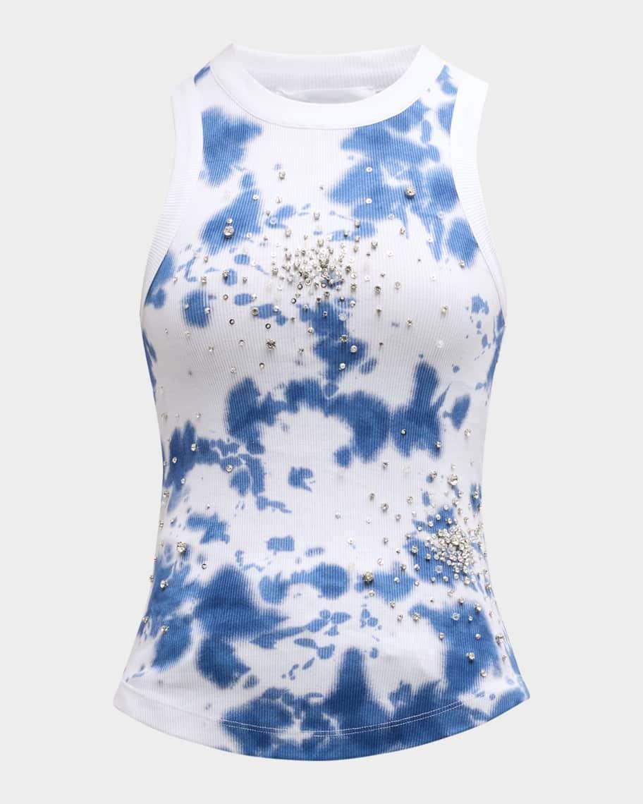 Tie-Dye Splash Embroidered Tank Top Product Image