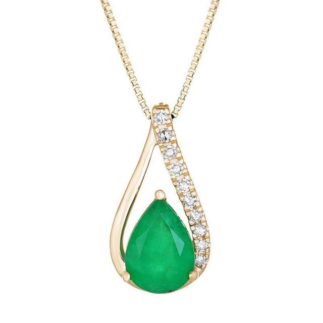 Gemminded 10k Gold Emerald & Diamond Accent Pendant Necklace, Womens Product Image