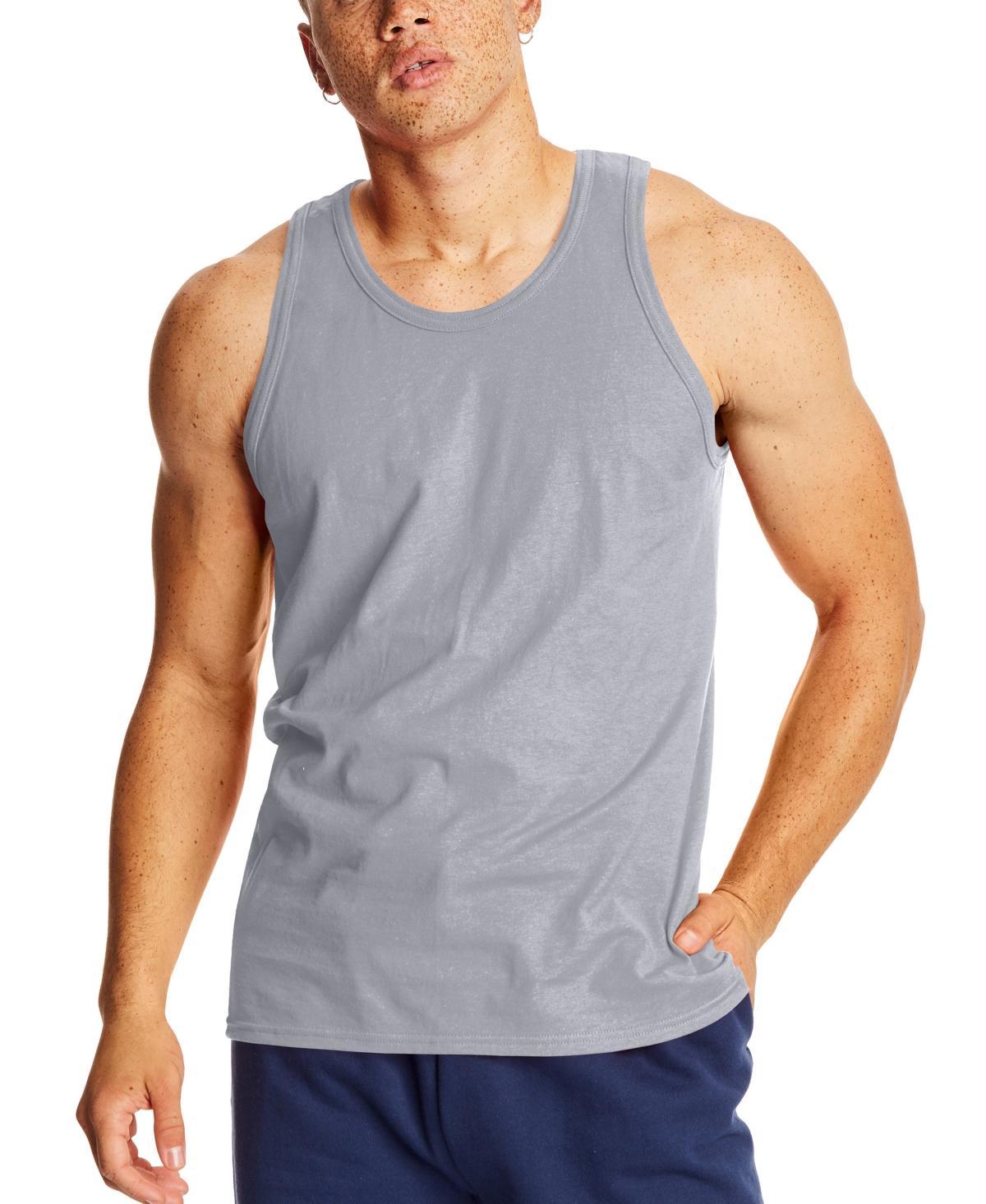 Mens Hanes X-Temp 2-Pack Performance Tank Top Light Silver Product Image