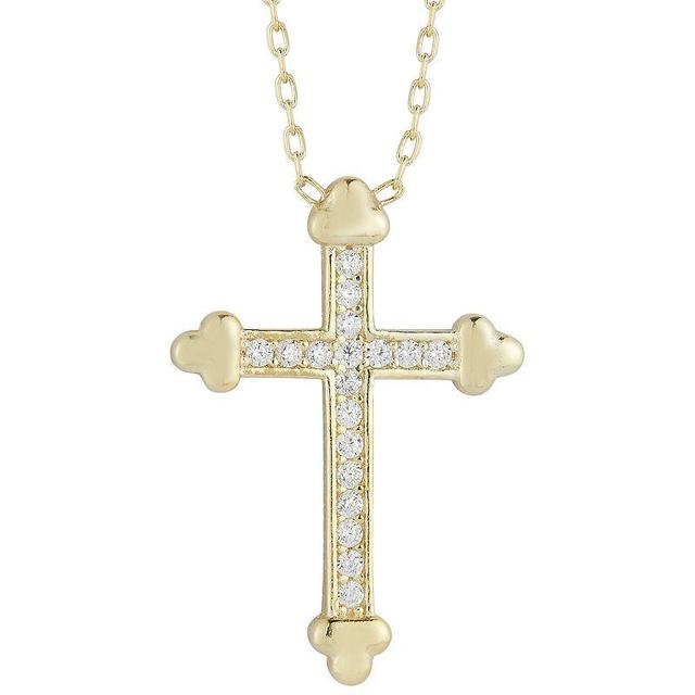 Sunkissed Sterling Cubic Zirconia Cross Pendant Necklace, Womens Gold Tone Product Image