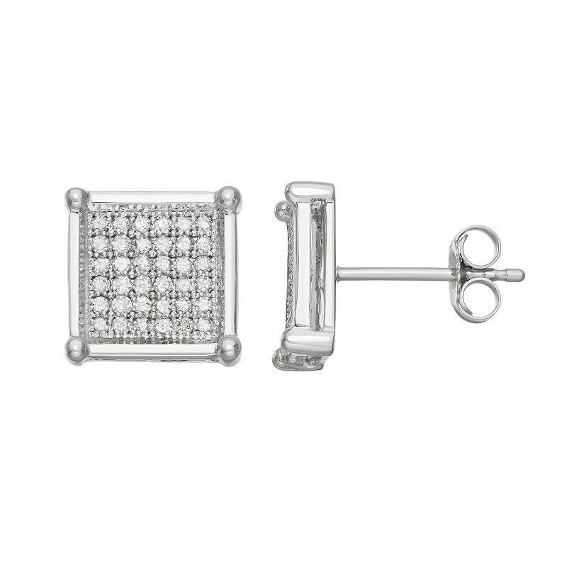 10k White Gold 1/3 Carat T.W. Diamond Square Stud Earrings, Womens, 10k Whgold Product Image