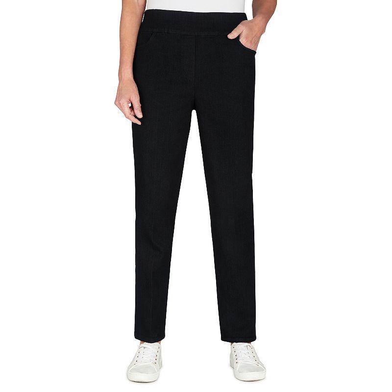 Petite Alfred Dunner Super Stretch Pull-On Straight-Leg Denim Pants, Womens Product Image