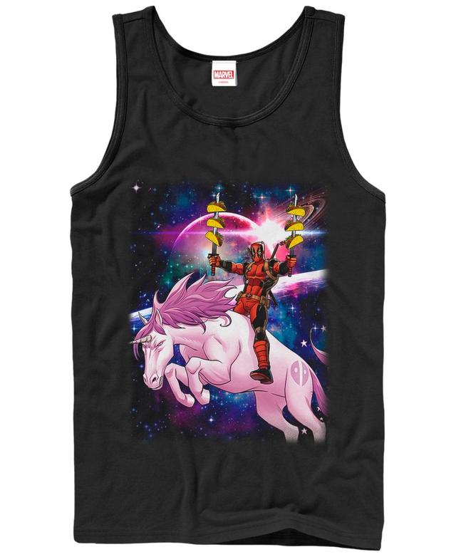 Mens Marvel Deadpool Pink Unicorn Ride Graphic Tank Product Image