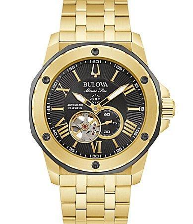 Bulova Mens Automatic Marine Star Series C Blue Leather Strap Watch 45mm Product Image