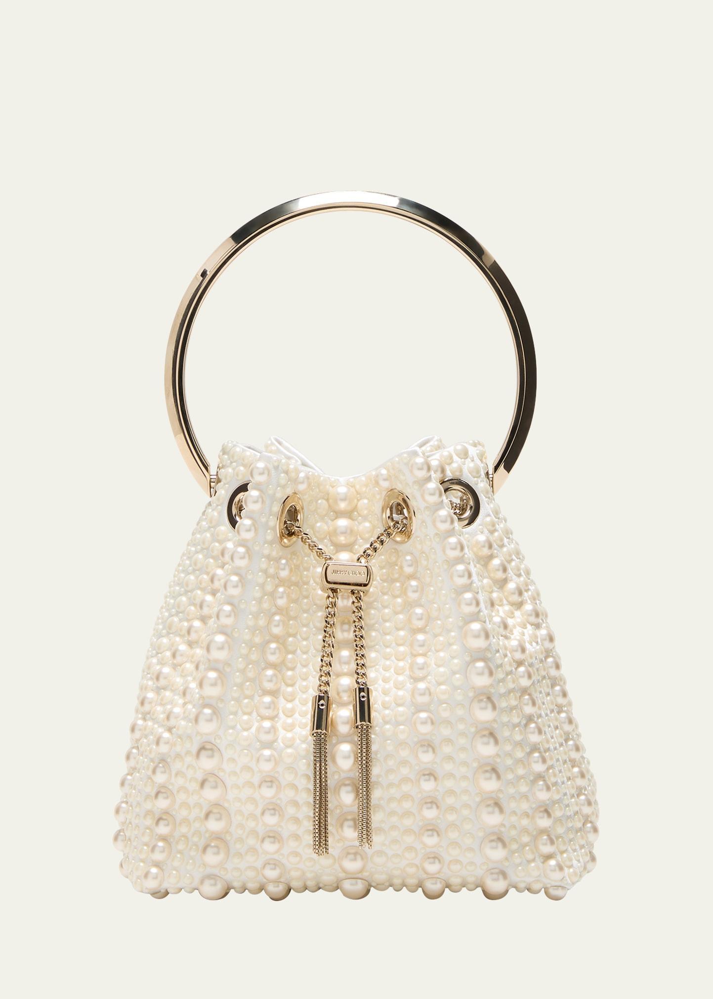 Jimmy Choo Bon Bon Imitation Pearl Embellished Bucket Bag Product Image