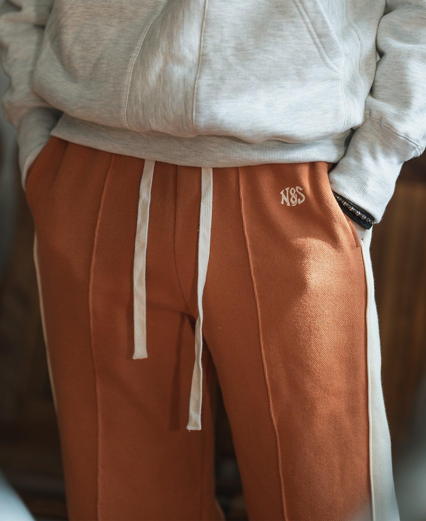 Classic Straight-Leg Striped Logo-Embroidered Cotton-Terry Sweatpants - Orange Product Image