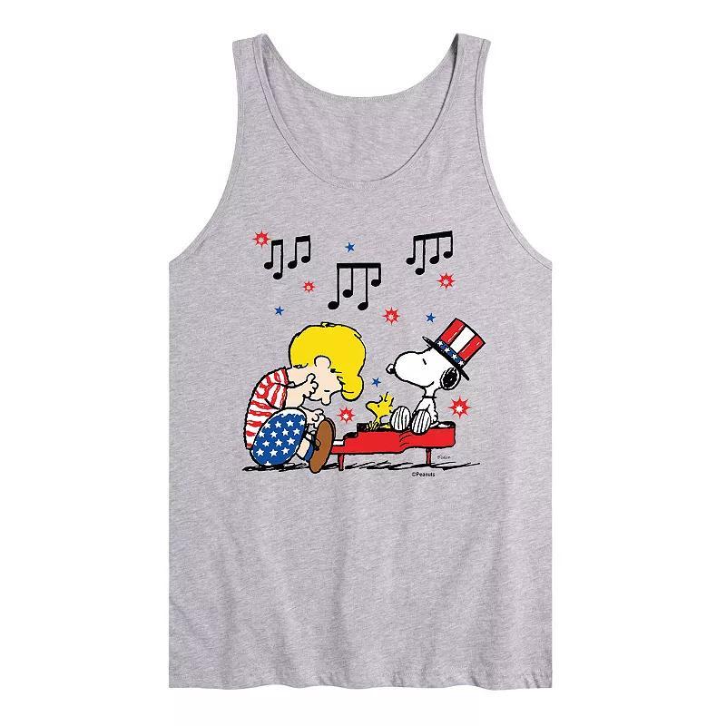 Mens Peanuts Americana Music Tank Grey Product Image