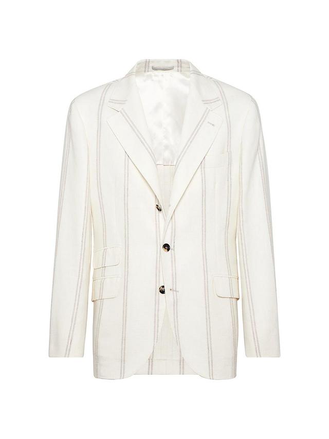 Mens Linen, Wool And Silk Double Stripe Deconstructed Cavallo Blazer Product Image