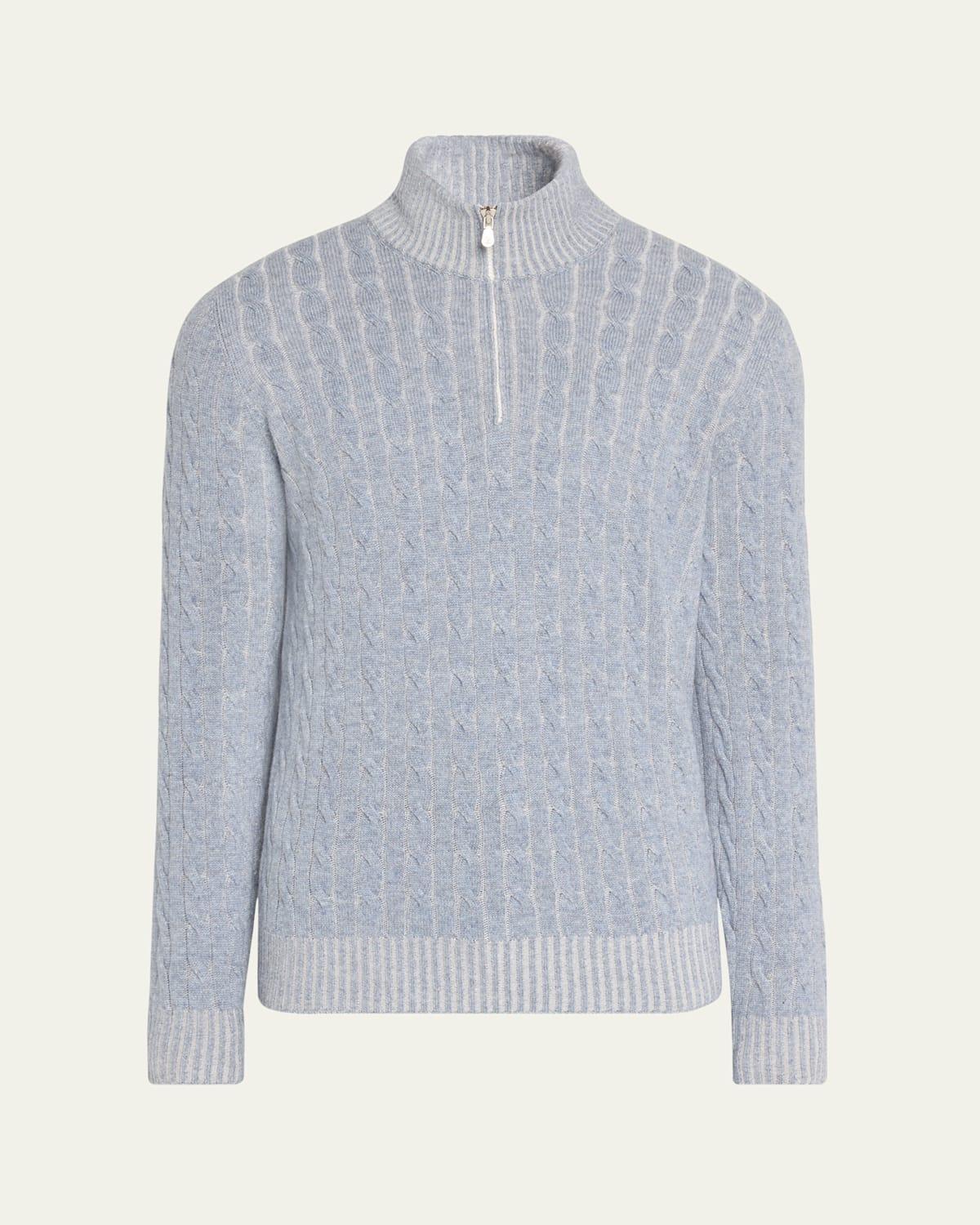 Mens Cashmere Cable Half-Zip Sweater Product Image