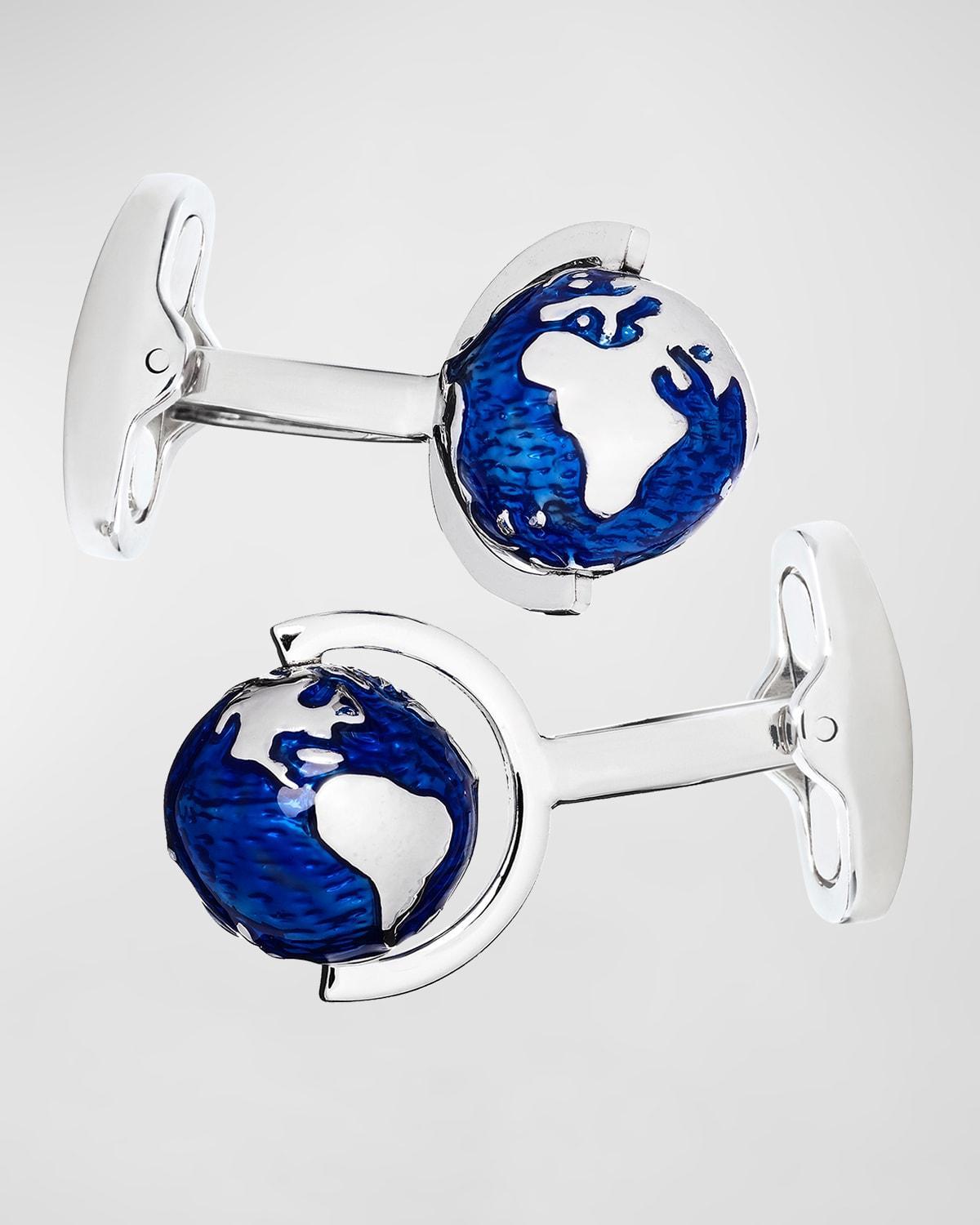 Men's Enamel Spinning Globe Cufflinks Product Image