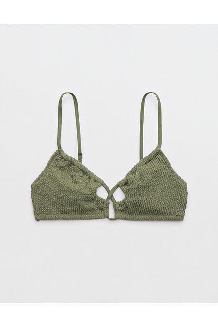 Aerie Shine Crinkle Lace Up Scoop Bikini Top Women's Product Image