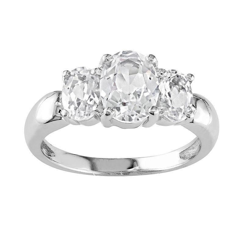 Stella Grace Sterling Silver Lab-Created White Sapphire 3-Stone Ring, Womens Product Image