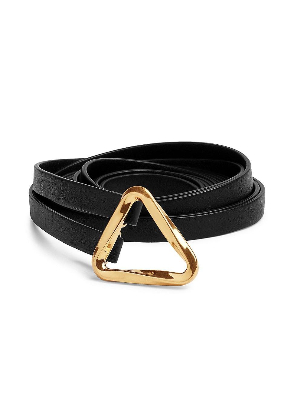 Womens Triangular Buckle Leather Double Belt Product Image