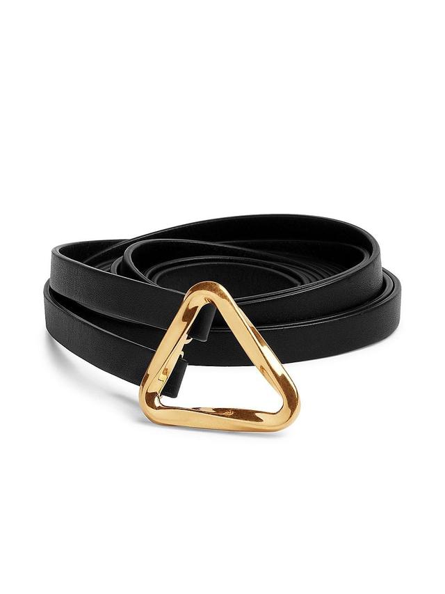 Womens Triangular Buckle Leather Double Belt Product Image