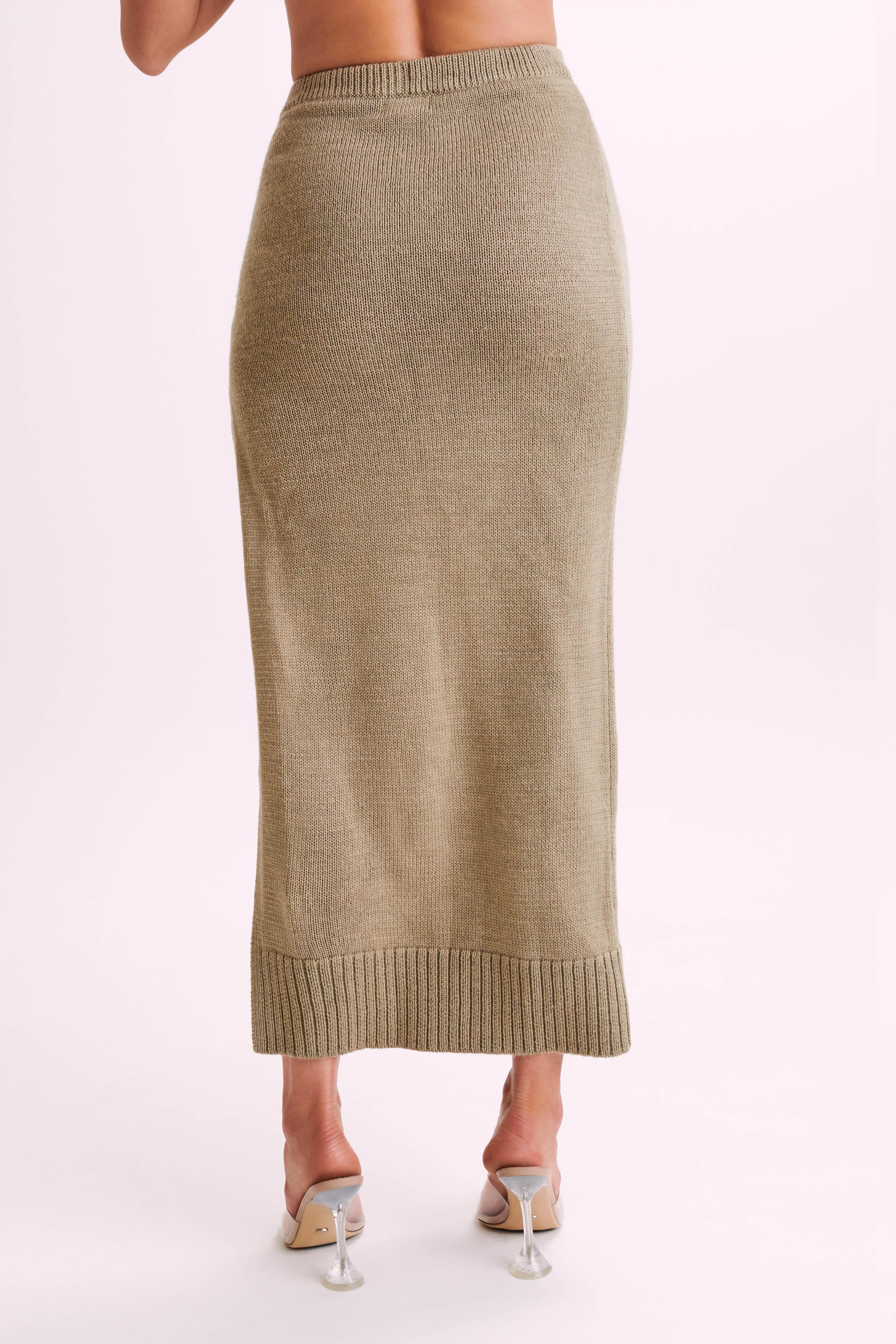 Brittany Knit Midi Skirt - Taupe Product Image