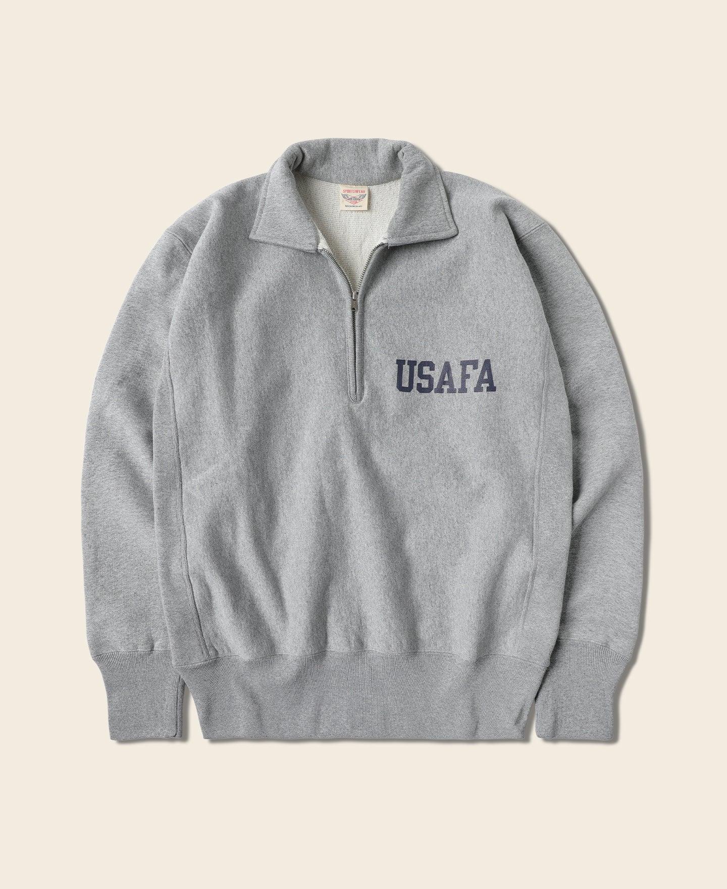 1950s USAFA Reverse Weave Half-Zip Sweatshirt - Gray product image