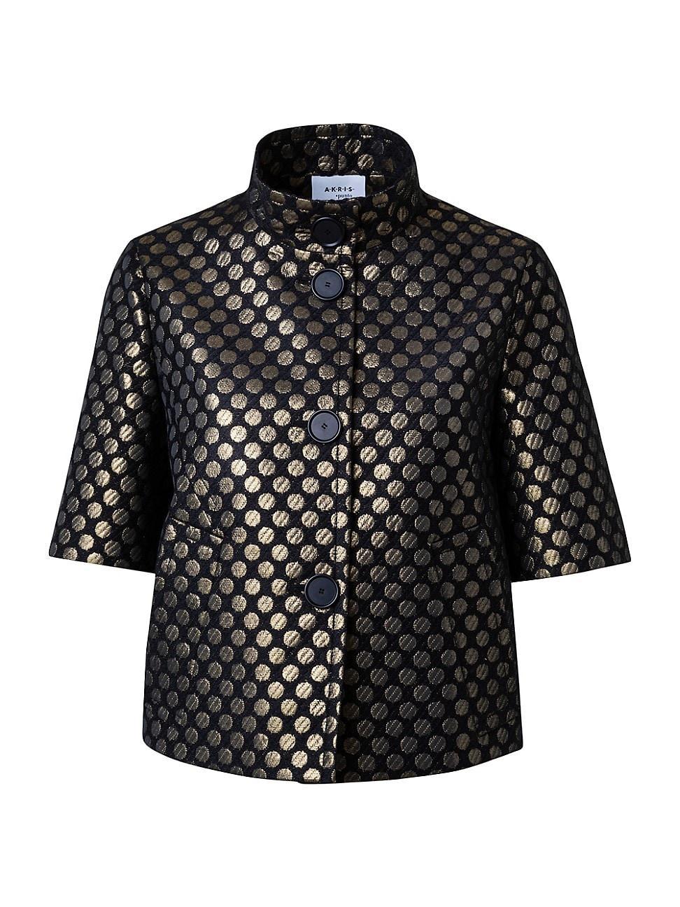 Akris punto Metallic Dot Jacquard Elbow Sleeve Jacket Product Image