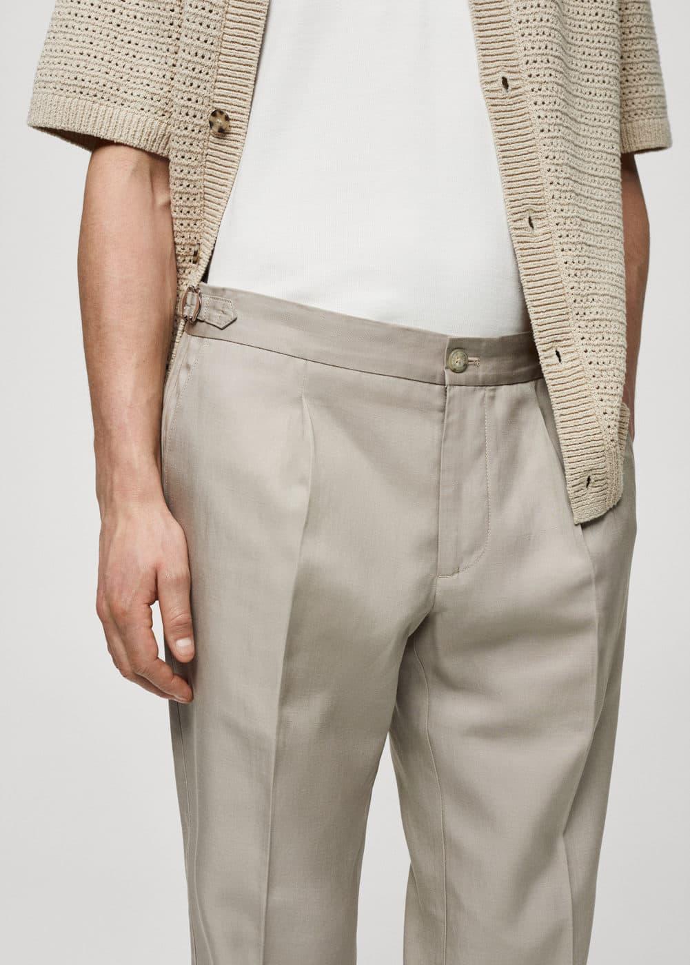 MANGO MAN - Linen blend pleated trousers light/pastel greyMen Product Image