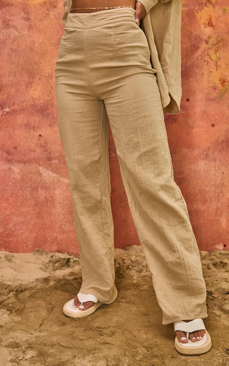 Stone Soft Crinkle Straight Leg Beach Pants Product Image