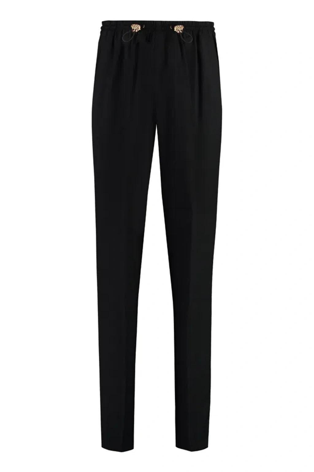 Drawstring Pleated Trousers In Black Product Image