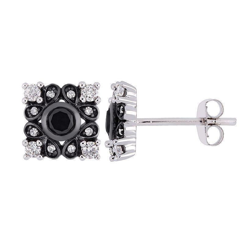 Stella Grace 10k White Gold 1/2 Carat T.W. Black & White Diamond Square Stud Earrings, Womens, 10k Whgold Product Image