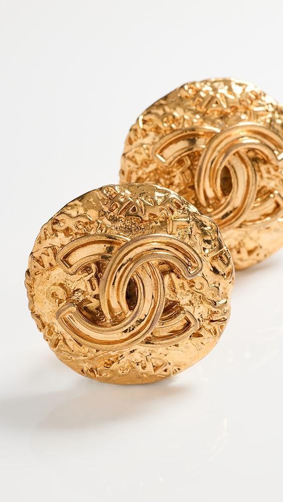 What Goes Around Comes Around Chanel Gold C Round Earrings | Shopbop Product Image