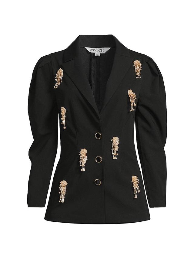 Womens Beaded Single-Breasted Blazer Product Image