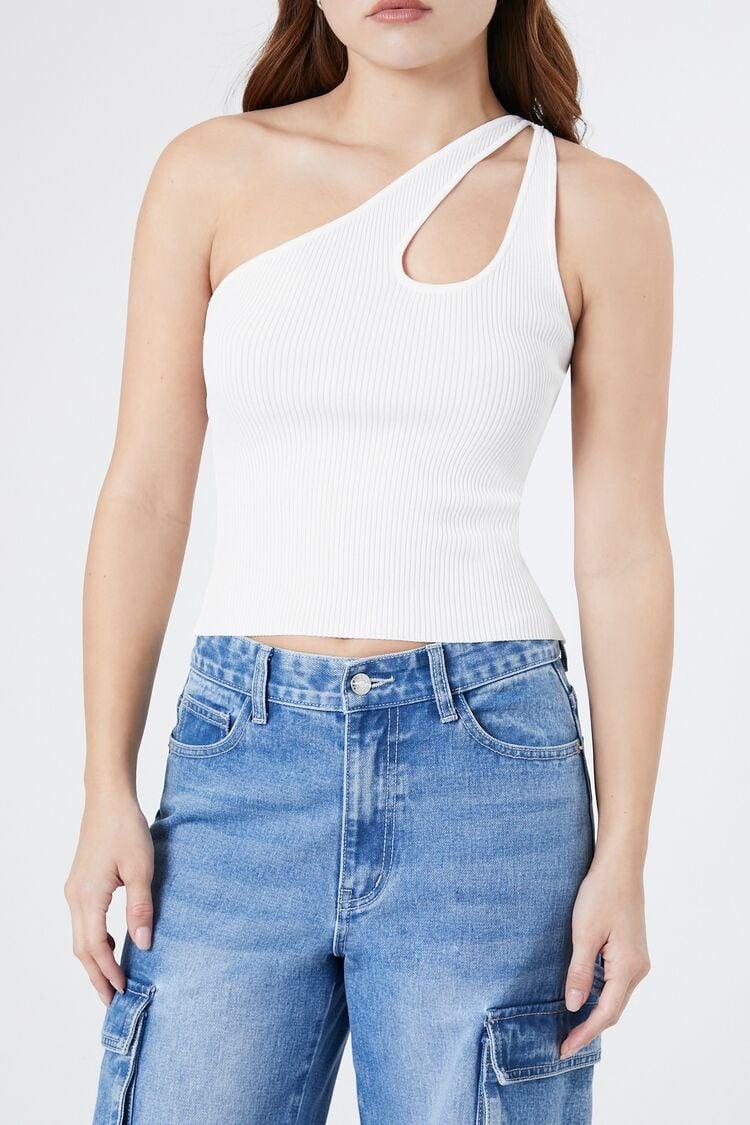 Sweater-Knit One-Shoulder Crop Top | Forever 21 Product Image