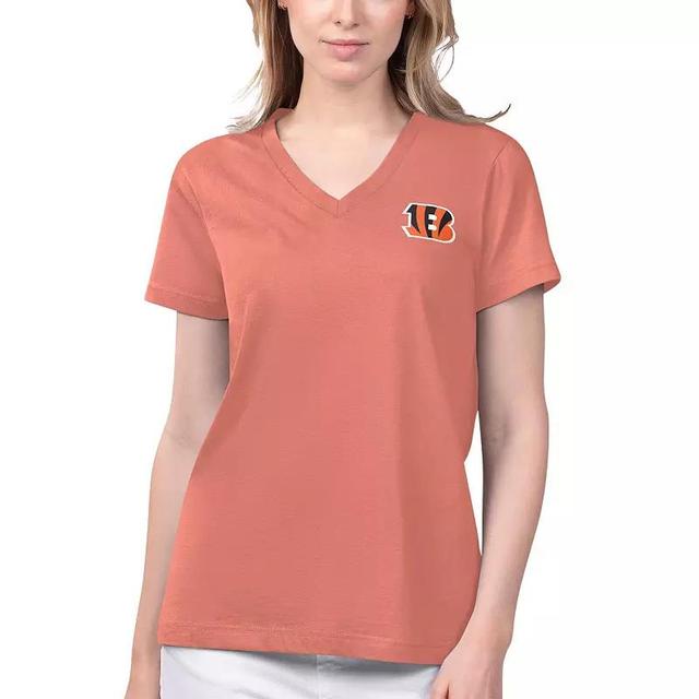 Womens Margaritaville Coral Cincinnati Bengals Game Time V-Neck T-Shirt Product Image