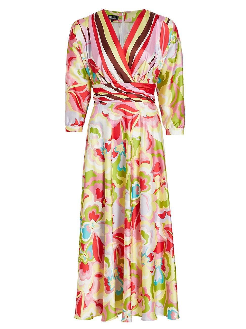 Womens Floral V-Neck Cocktail Dress Product Image