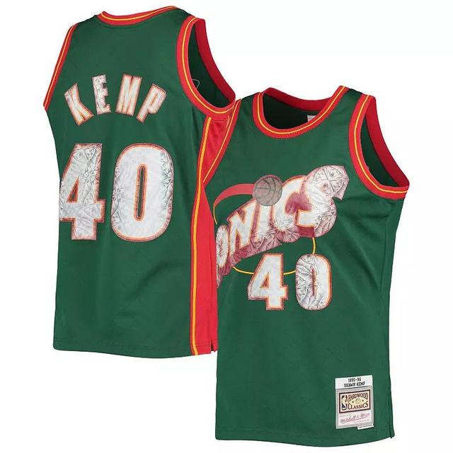 Mens Mitchell & Ness Shawn Kemp Seattle SuperSonics 1995-96 Hardwood Classics 75th Anniversary Diamond Swingman Jersey Product Image