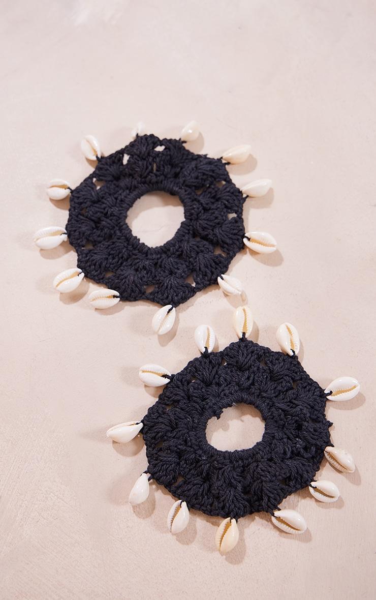 Black Crochet Shell Scrunchies 2 Pack Product Image