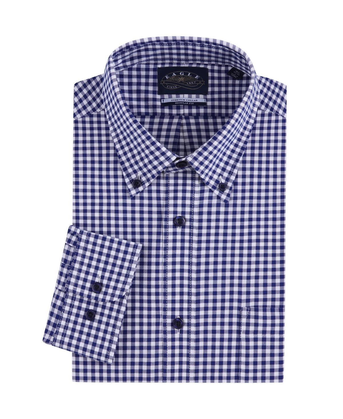 Eagle Mens Mini-Check Poplin Shirt with Stretch Collar Product Image