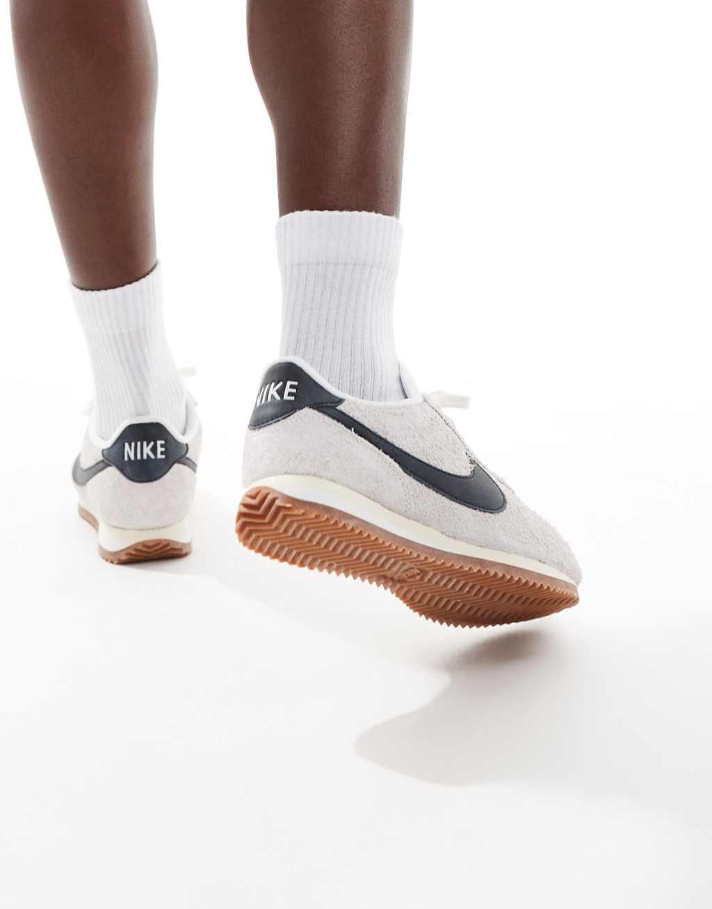 Nike Cortez Suede sneakers in white and black Product Image