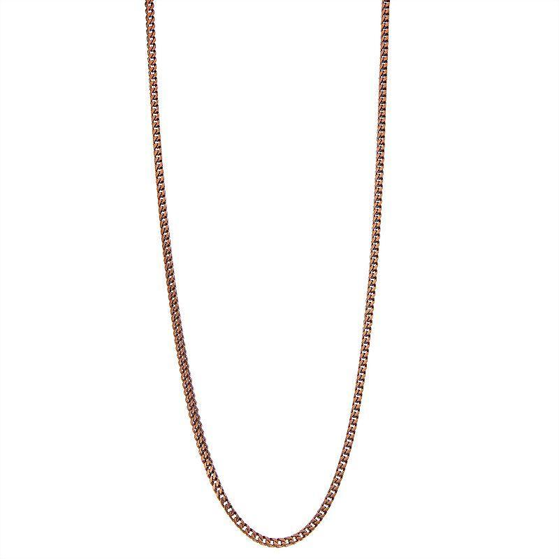 Mens Stainless Steel Franco Chain Necklace Cooper Tone Product Image