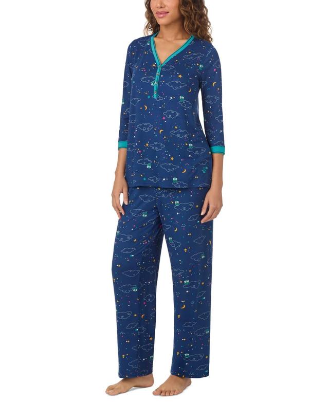 Cuddl Duds Womens 2-Pc. Printed 3/4-Sleeve Pajamas Set Product Image