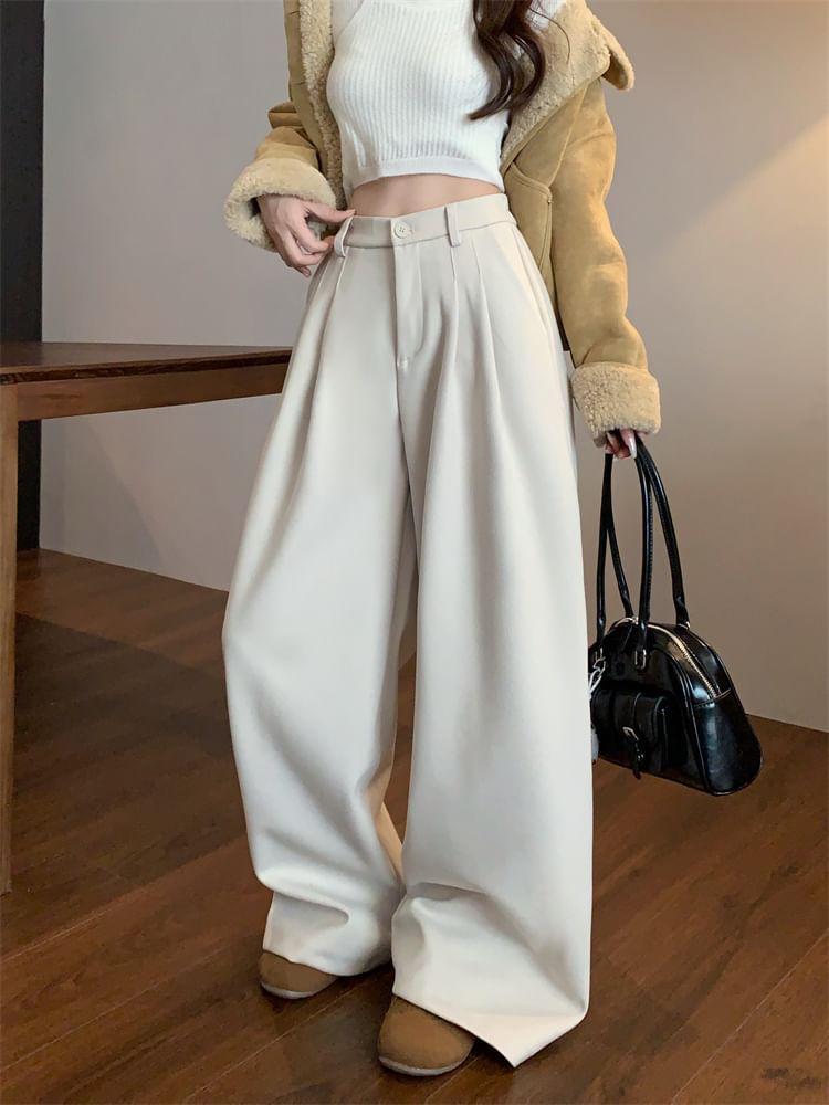 Wool Wide-Leg Slacks Product Image