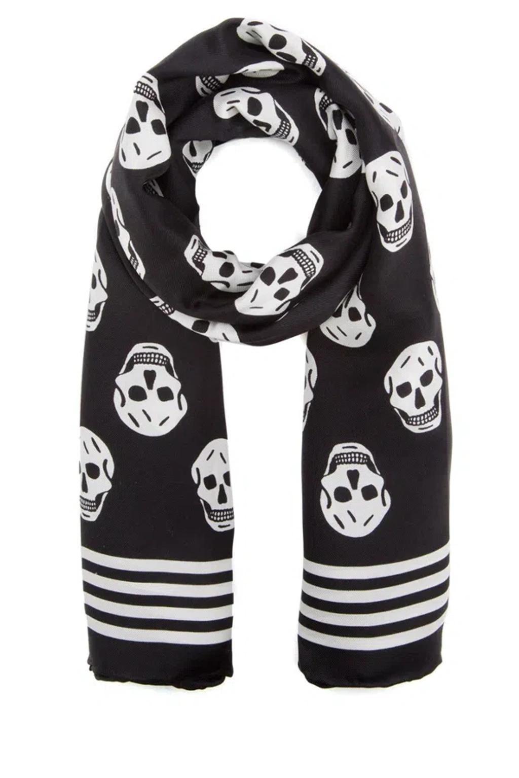 Skull Printed Scarf In Black Product Image