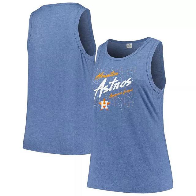 Womens Soft as a Grape Houston Astros Plus Size Curvy High Neck Tri-Blend Tank Top Blue Product Image