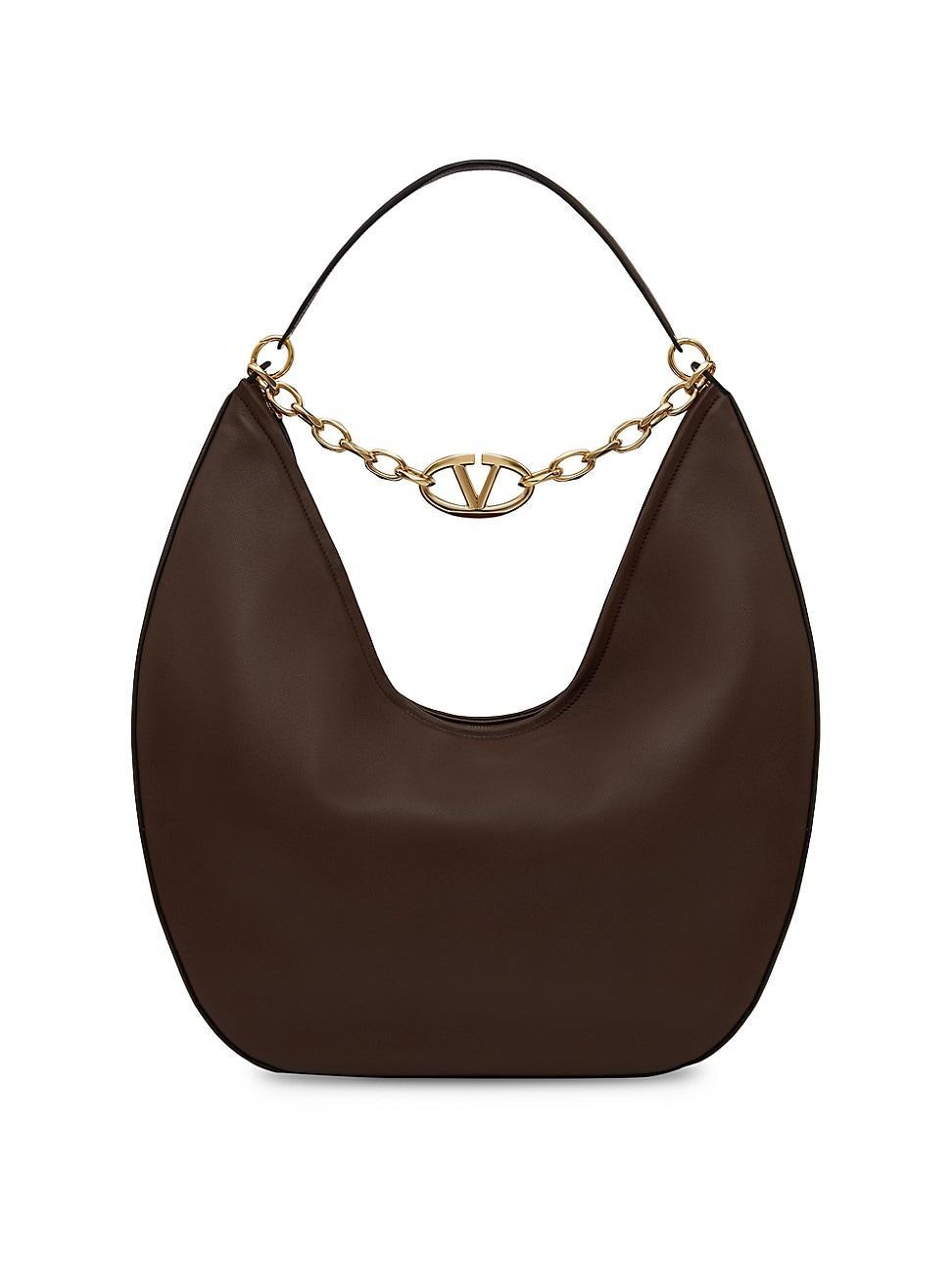 Womens Maxi VLogo Moon Nappa Leather Hobo Bag with Chain Product Image