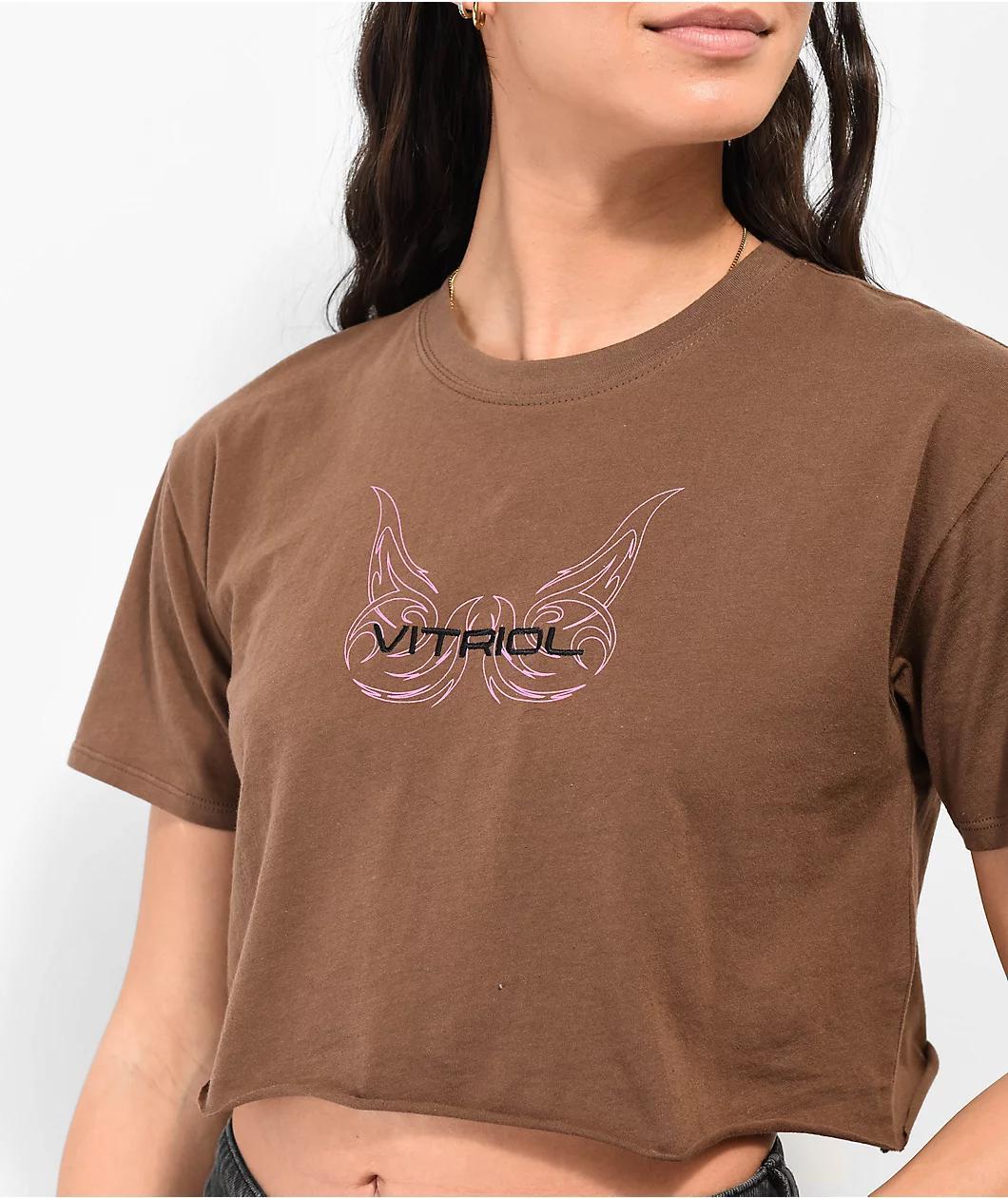 Vitriol Kiki Brown Crop T-Shirt Product Image