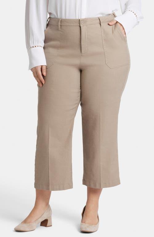 NYDJ Womens Wide Leg Cargo Capri Pants In Plus Size in Saddlewood, Size: 16W | Linen Product Image