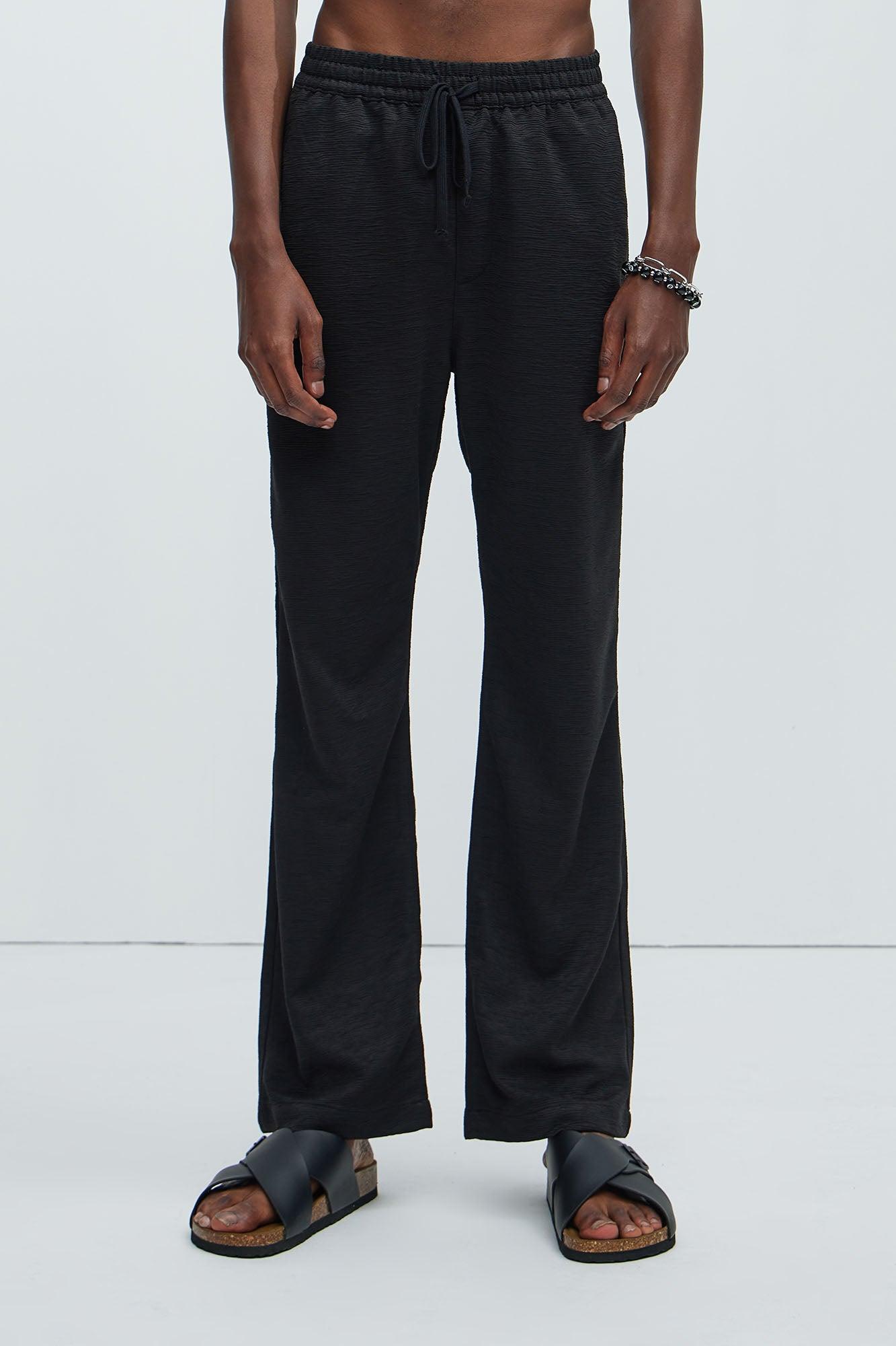 Blaze Textured Straight Pants - Black Product Image